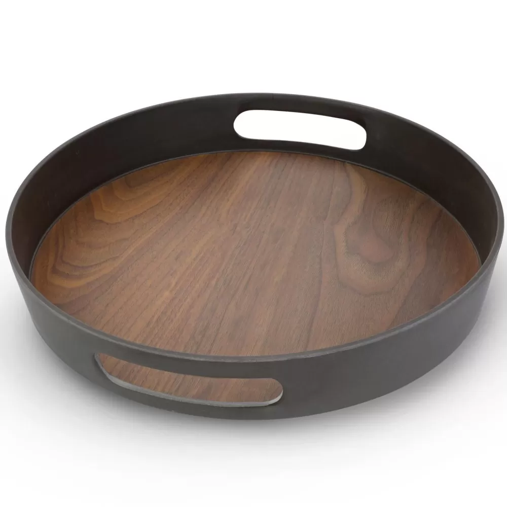 Sale Bamboo Walnut Round Tray Coasters & Trays