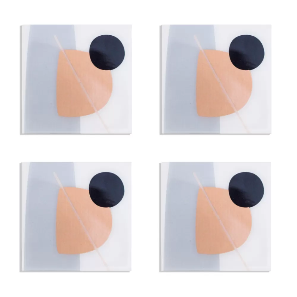 Store Foiled Grey Abstract Resin Coasters Coasters & Trays