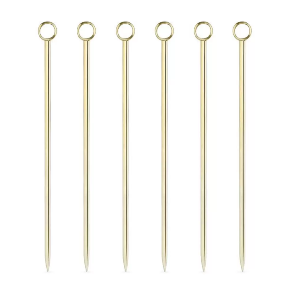 Fashion Gold Cocktail Pins (Set Of 6) Garnishes