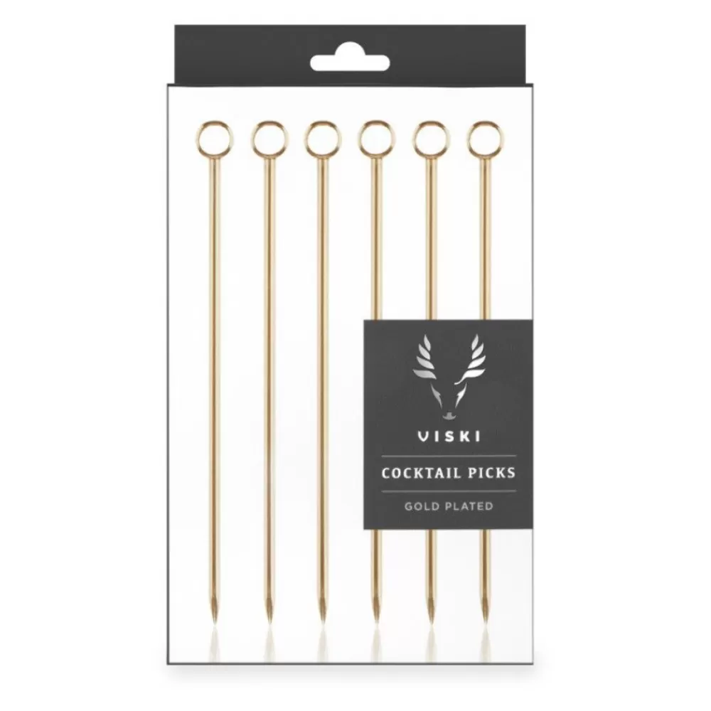 Fashion Gold Cocktail Pins (Set Of 6) Garnishes