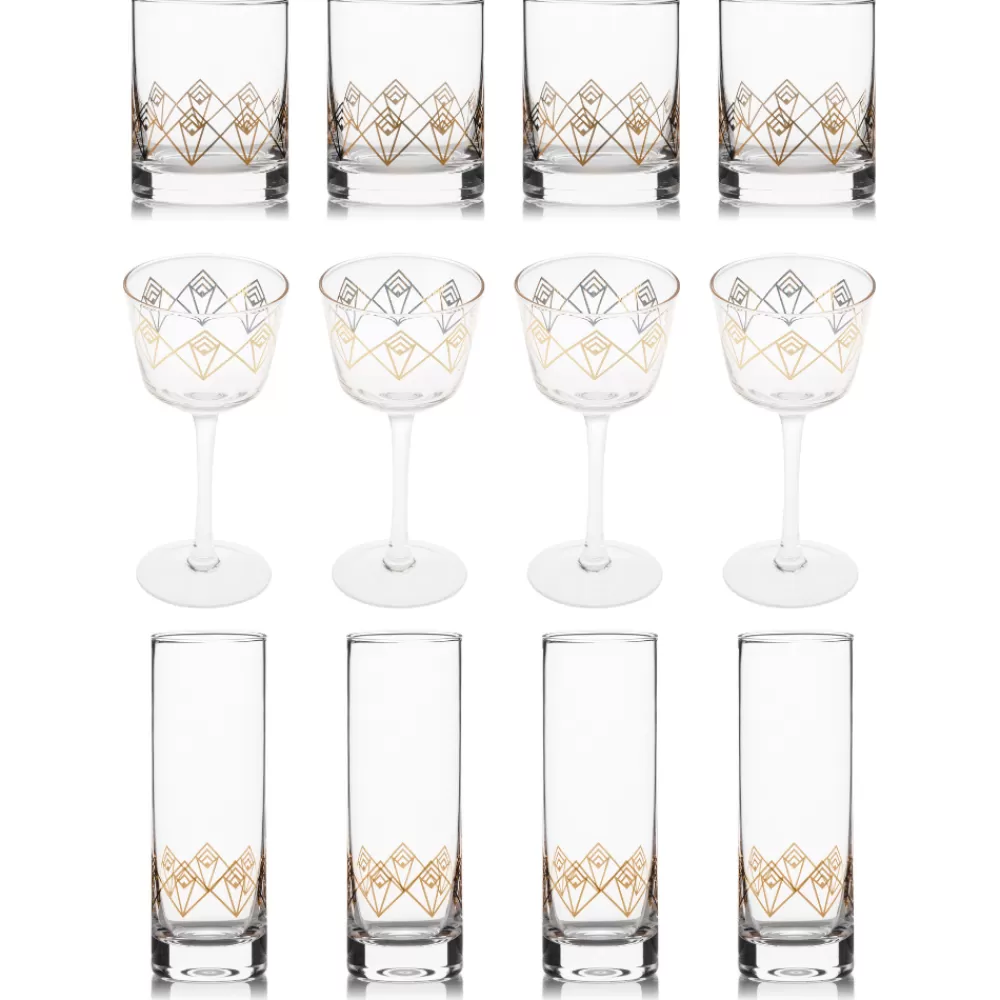 Flash Sale Gold Dream Deco Glassware Collection (Set Of 12) Coupes / Nick & Nora