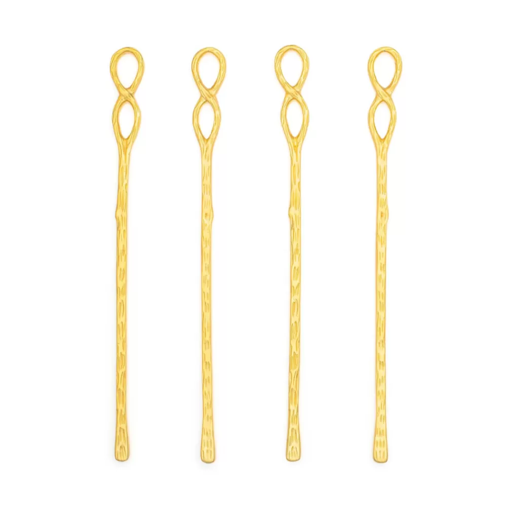 Best Sale Infinity Champagne Gold Stir Sticks (Set Of 4) Cocktail Picks & Stirrers