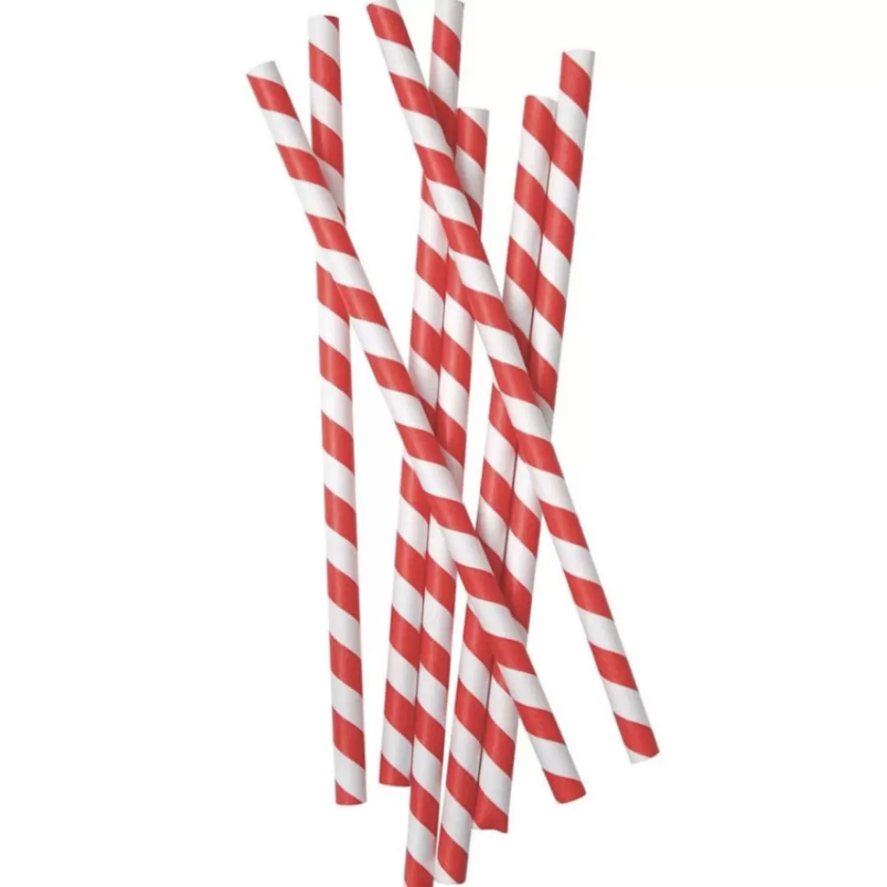 Flash Sale Red Stripe Paper Straws Tiki