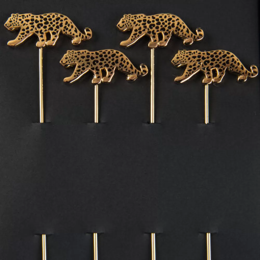 Best Sale Leopard Cocktail Pins (Set Of 4) Cocktail Picks & Stirrers