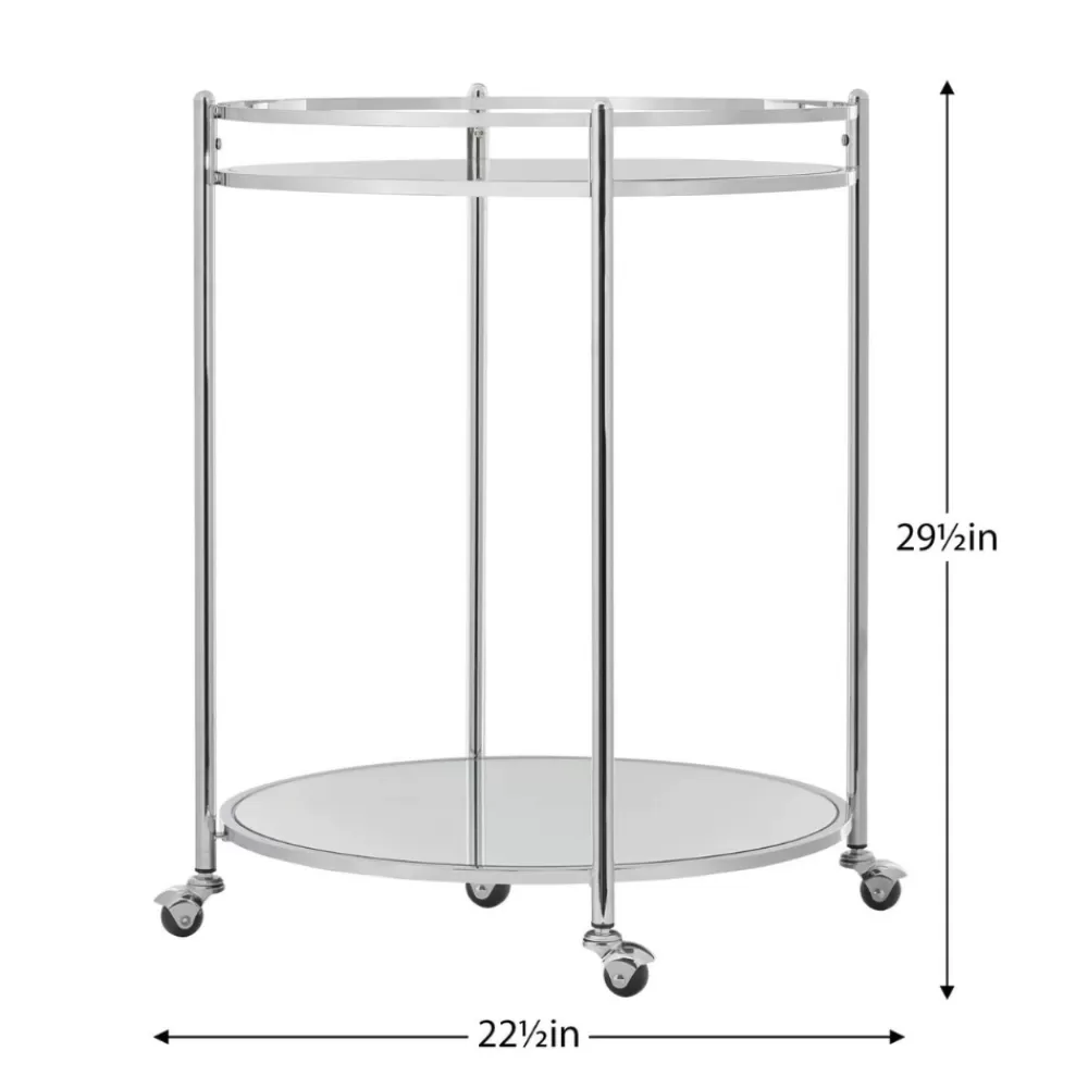 Cheap Manhattan 2-Tier Mirror Glass Bar Cart Bar Carts