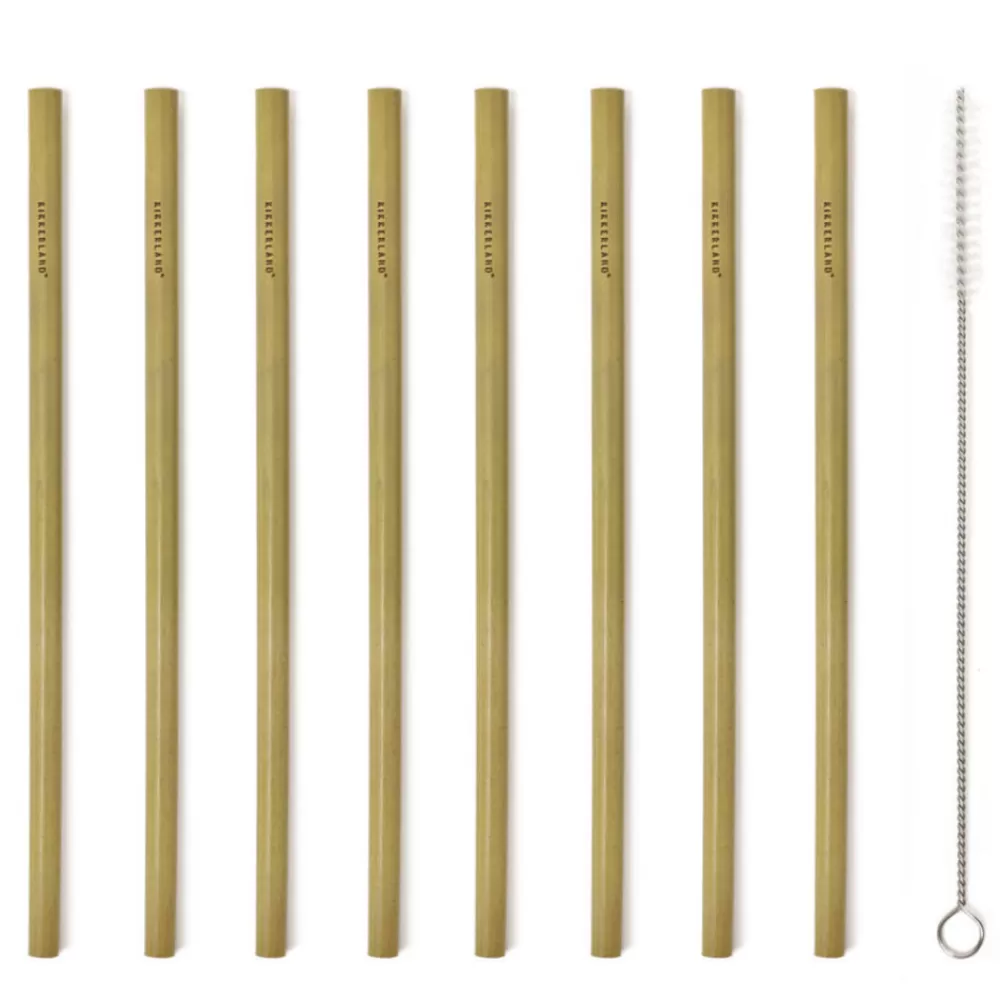 Hot Natural Bamboo Straws (Set Of 8) Tiki