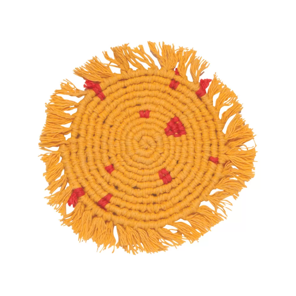 Cheap Ochre Macrame Coasters (Set Of 4) Coasters & Trays