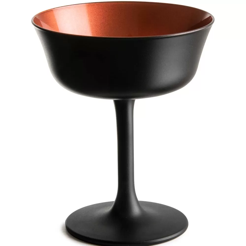 Outlet Oro Nero Shallow Fizz Glass Coupes / Nick & Nora