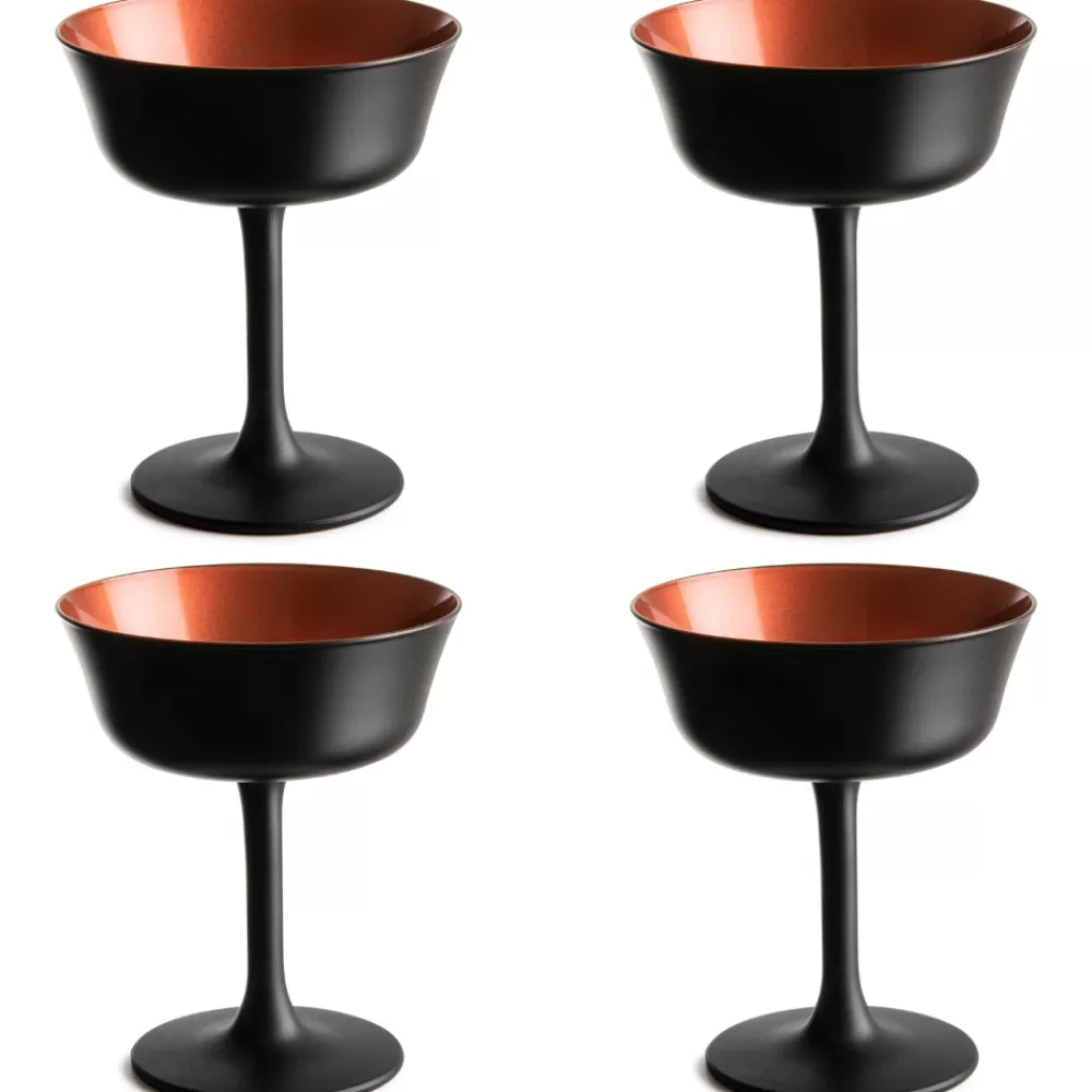 Outlet Oro Nero Shallow Fizz Glass Coupes / Nick & Nora