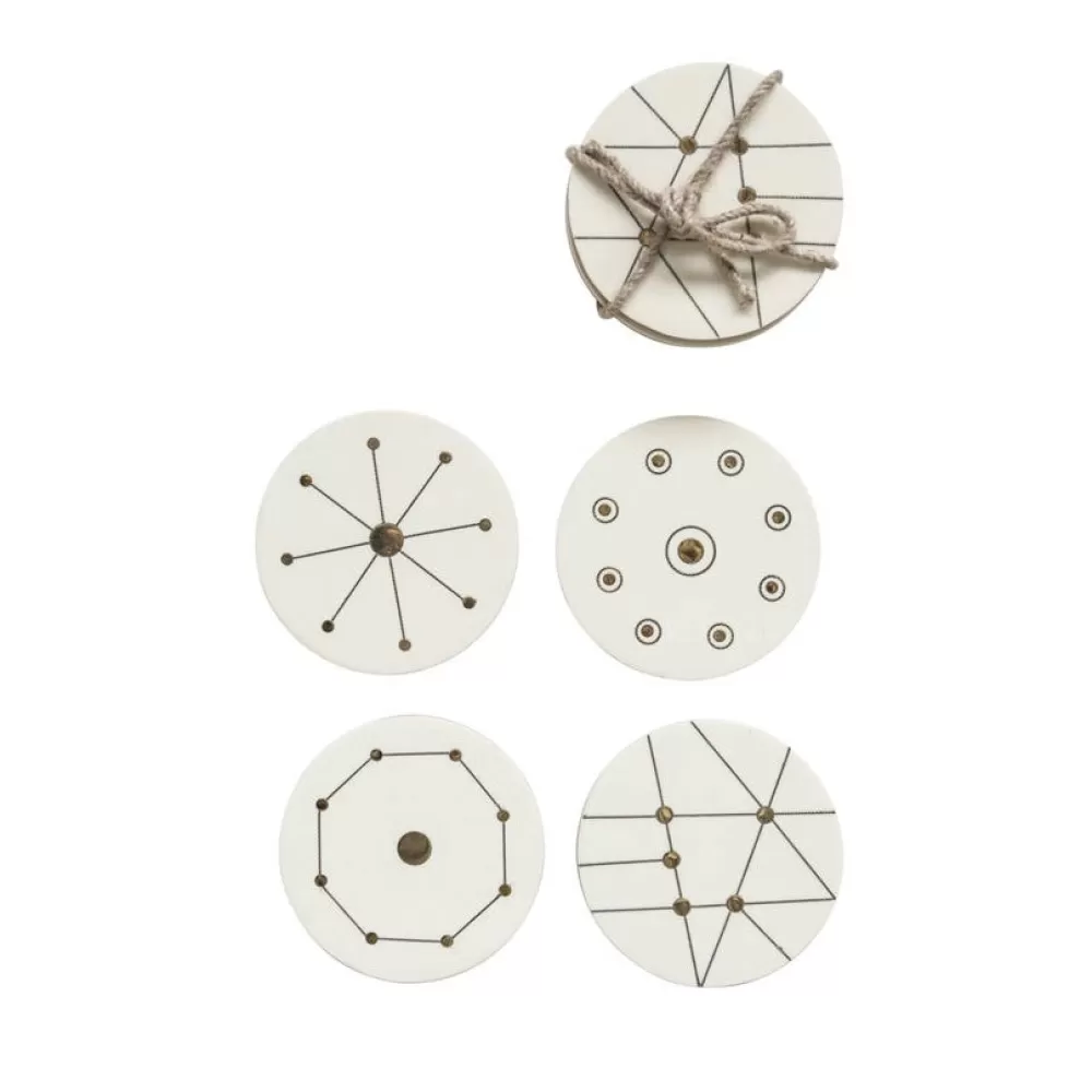 Outlet Resin Coasters With Brass Details (Set Of 4) Coasters & Trays