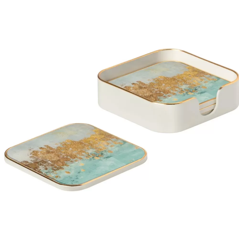 Best Savoy Blue Mirage Coasters (Set Of 4) Coasters & Trays