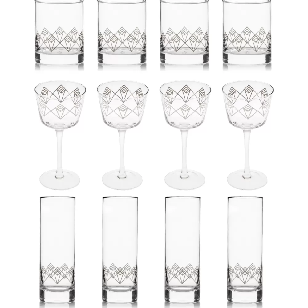 Best Silver Dream Deco Glassware Collection (Set Of 12) Coupes / Nick & Nora