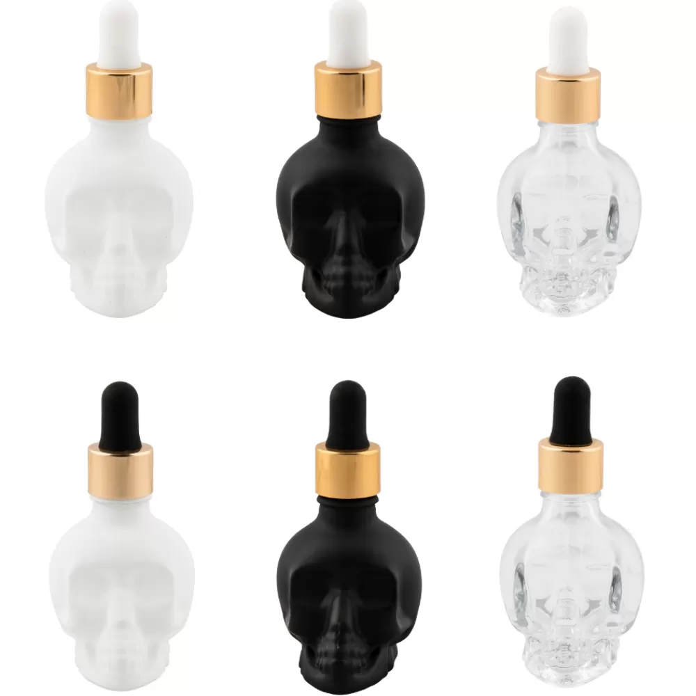 Discount Skull Bitters Bottle In Black, White And Clear Potion House Bar Tools