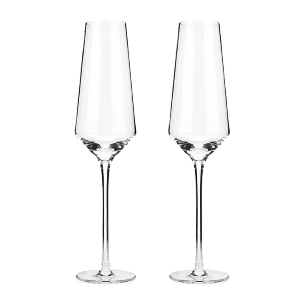 Best Sale Viski Angled Crystal Flutes (Set Of 2) Wine