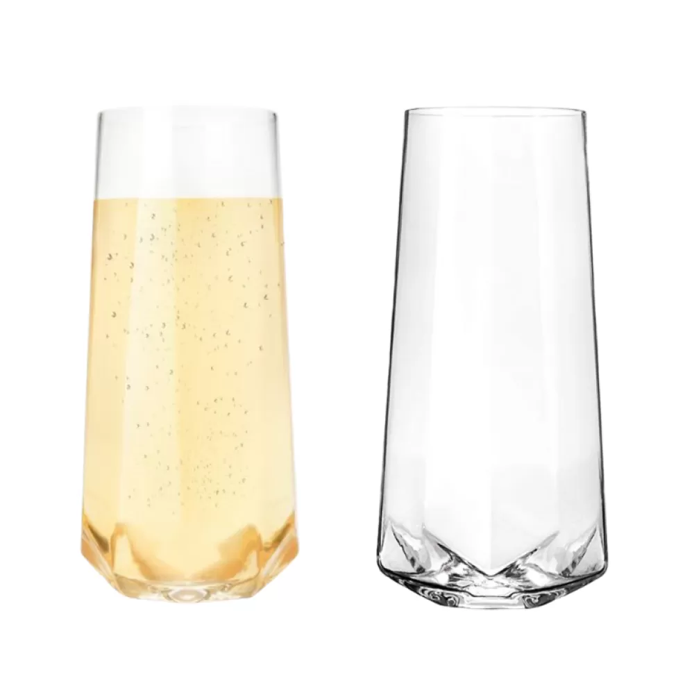 Store Viski Faceted Stemless Crystal Champagne Flutes (Set Of 2) Wine